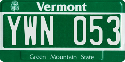 VT license plate YWN053