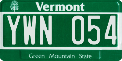 VT license plate YWN054