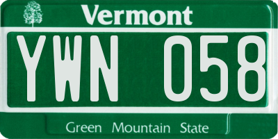 VT license plate YWN058
