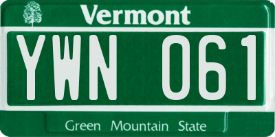 VT license plate YWN061