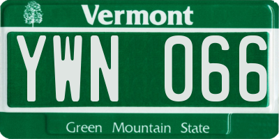 VT license plate YWN066