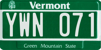 VT license plate YWN071
