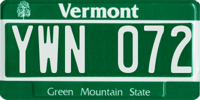 VT license plate YWN072
