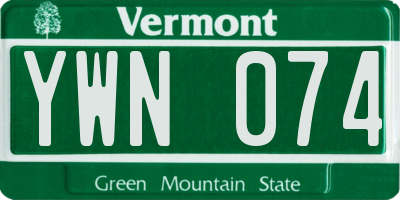 VT license plate YWN074