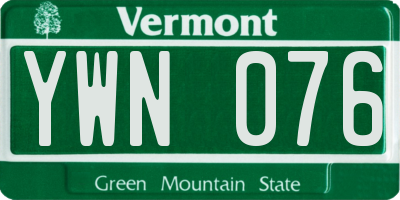 VT license plate YWN076