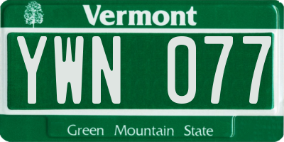 VT license plate YWN077