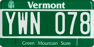 VT license plate YWN078