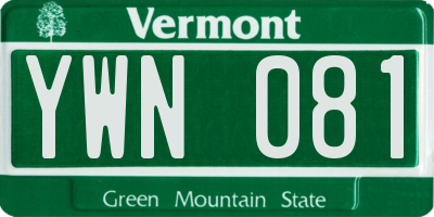 VT license plate YWN081