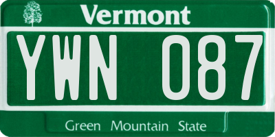 VT license plate YWN087
