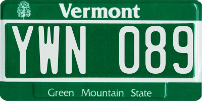 VT license plate YWN089