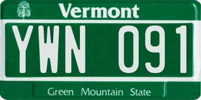 VT license plate YWN091