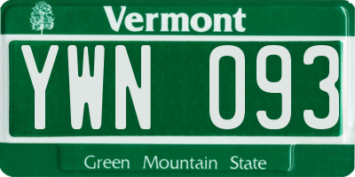 VT license plate YWN093