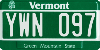 VT license plate YWN097