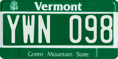 VT license plate YWN098