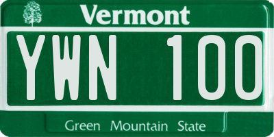 VT license plate YWN100