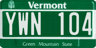 VT license plate YWN104