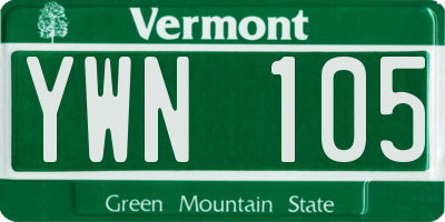 VT license plate YWN105