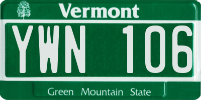 VT license plate YWN106