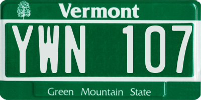 VT license plate YWN107
