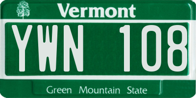 VT license plate YWN108