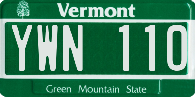 VT license plate YWN110