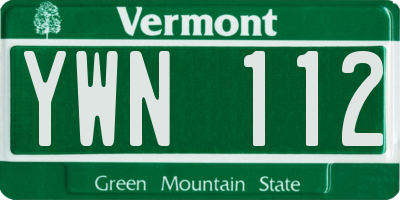 VT license plate YWN112
