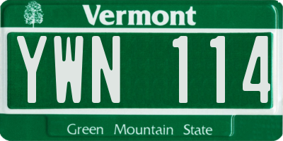 VT license plate YWN114