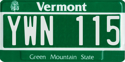 VT license plate YWN115