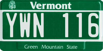 VT license plate YWN116