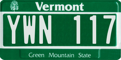 VT license plate YWN117