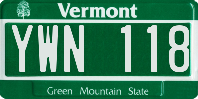 VT license plate YWN118