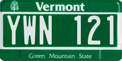 VT license plate YWN121