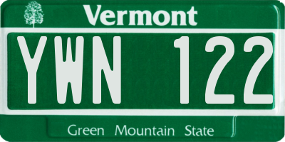 VT license plate YWN122