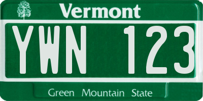 VT license plate YWN123