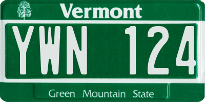 VT license plate YWN124