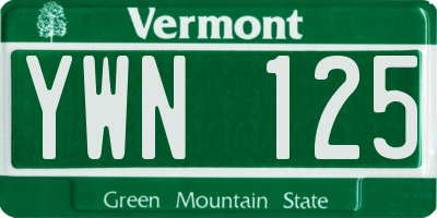 VT license plate YWN125