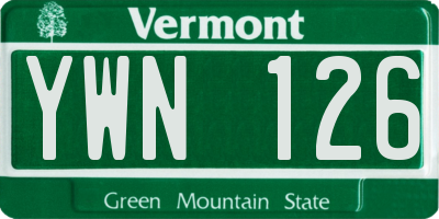 VT license plate YWN126