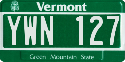 VT license plate YWN127