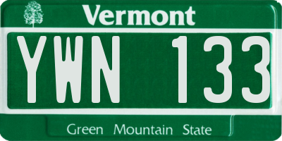 VT license plate YWN133