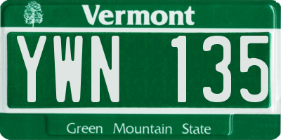 VT license plate YWN135