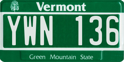 VT license plate YWN136