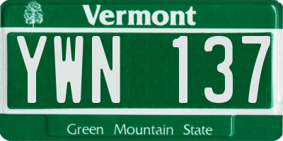 VT license plate YWN137