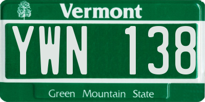 VT license plate YWN138