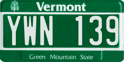 VT license plate YWN139