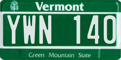 VT license plate YWN140