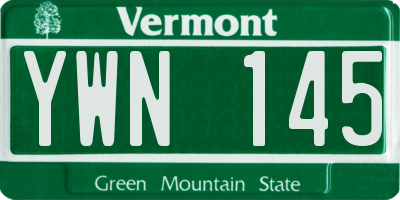 VT license plate YWN145