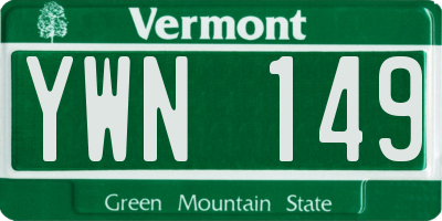 VT license plate YWN149
