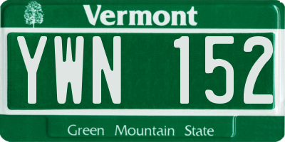 VT license plate YWN152