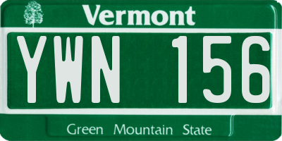 VT license plate YWN156