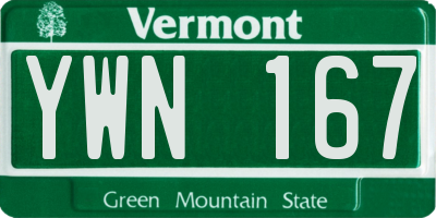 VT license plate YWN167